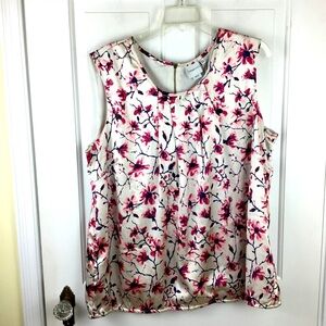 Junarose Floral Satin Sleeveless Blouse